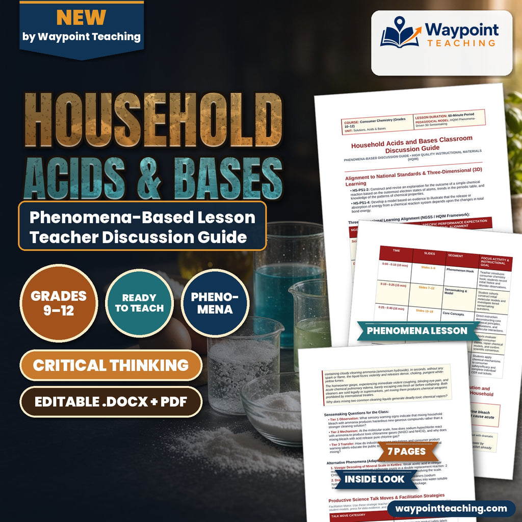 Household Acids & Bases Phenomena-Based Lesson: Lethal Toxic Vapor Evolution and Respiratory Distress from Inadvertently Mixing Household Bleach with Ammonia Teacher Discussion Guide cover