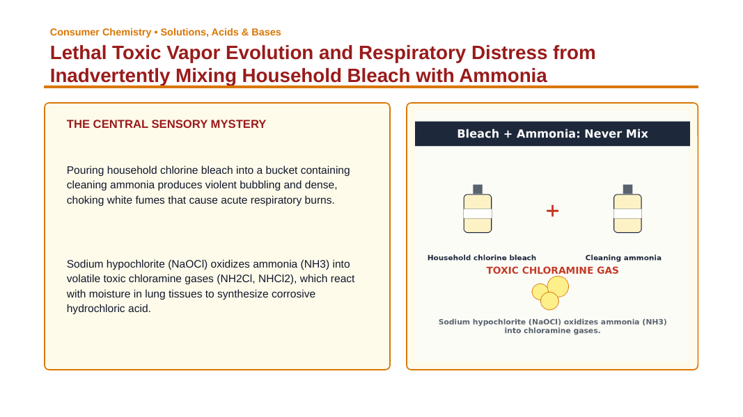 Household Acids & Bases Phenomena-Based Lesson: Lethal Toxic Vapor Evolution and Respiratory Distress from Inadvertently Mixing Household Bleach with Ammonia Presentation sample page