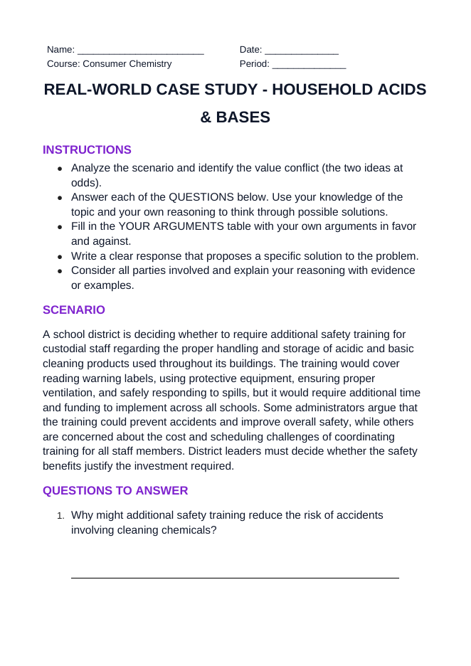 Household Acids & Bases Real-World Case Study sample page