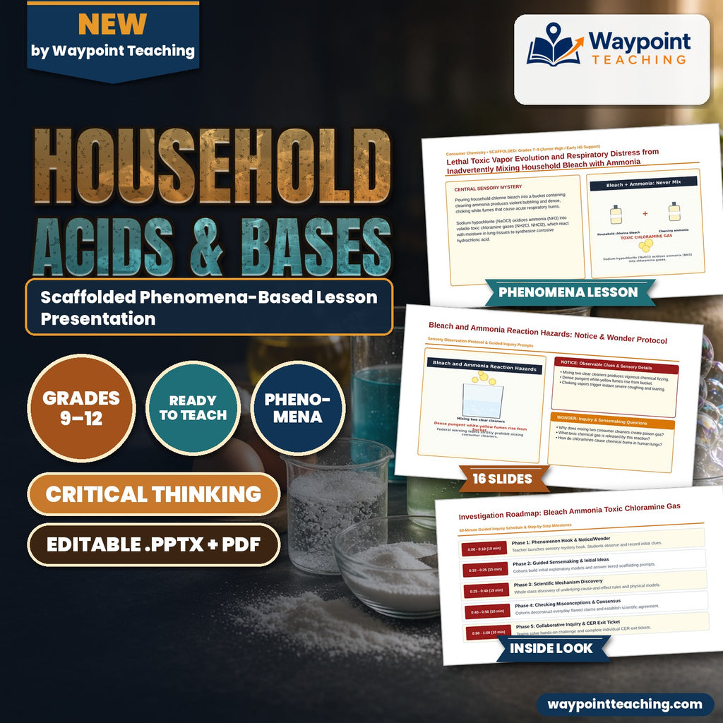 Household Acids & Bases Scaffolded Phenomena-Based Lesson: Lethal Toxic Vapor Evolution and Respiratory Distress from Inadvertently Mixing Household Bleach with Ammonia Presentation cover