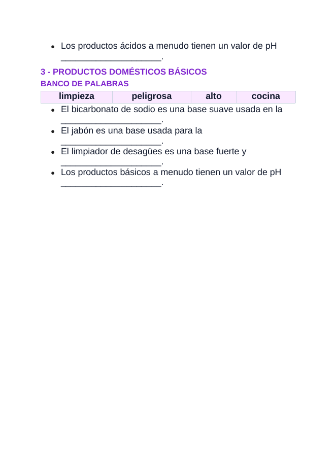 Household Acids & Bases Spanish Guided Notes sample page