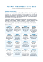 Household Acids & Bases Vocabulary Choice Board sample page