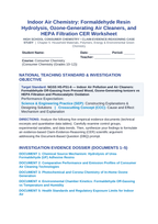 Indoor Air Chemistry: Formaldehyde Resin Hydrolysis, Ozone-Generating Air Cleaners, and HEPA Filtration CER Phenomena Worksheet sample page