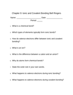 Ionic & Covalent Bonding Bell Ringers & Exit Tickets sample page