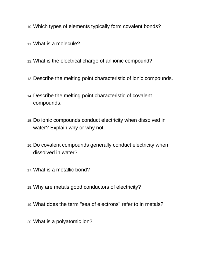 Ionic & Covalent Bonding Bell Ringers & Exit Tickets sample page