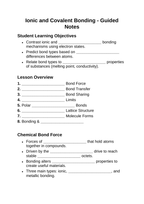 Ionic & Covalent Bonding Guided Notes sample page