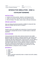 Ionic & Covalent Bonding Interactive Simulation sample page