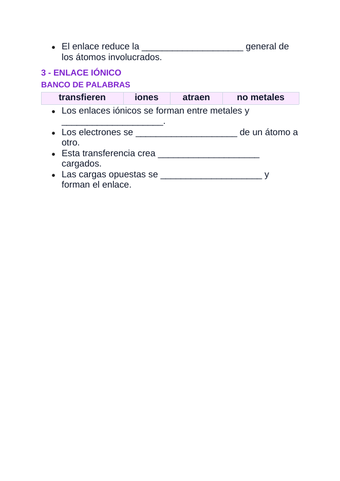 Ionic & Covalent Bonding Spanish Guided Notes sample page