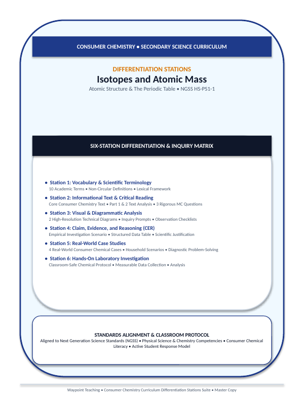 Isotopes & Atomic Mass Differentiation Stations sample page