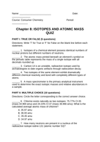 Isotopes & Atomic Mass Lesson Quiz sample page