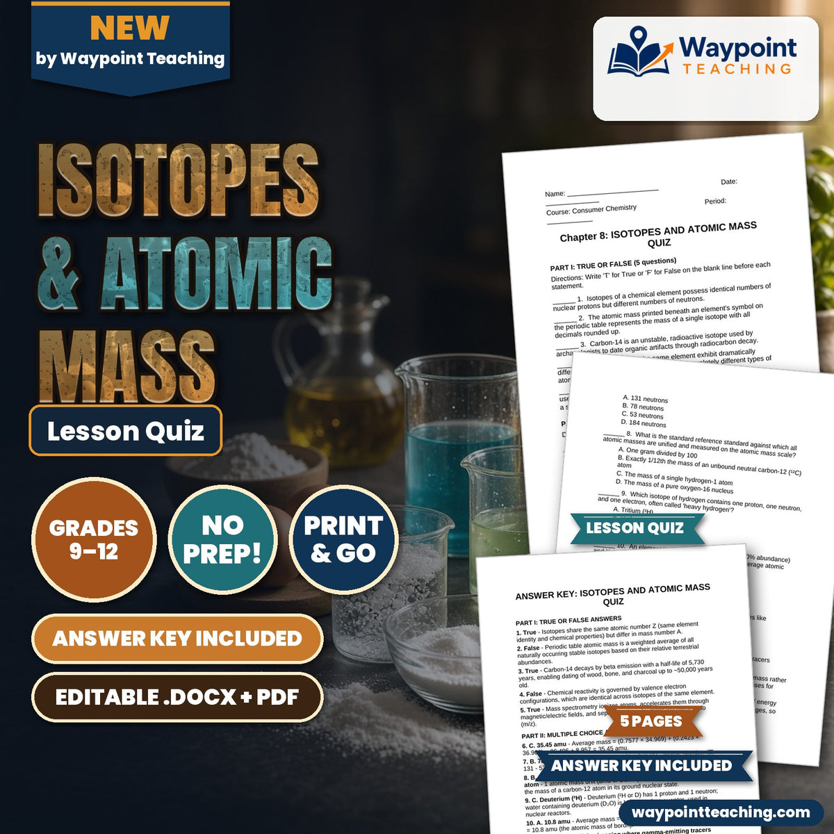 Isotopes & Atomic Mass Lesson Quiz cover