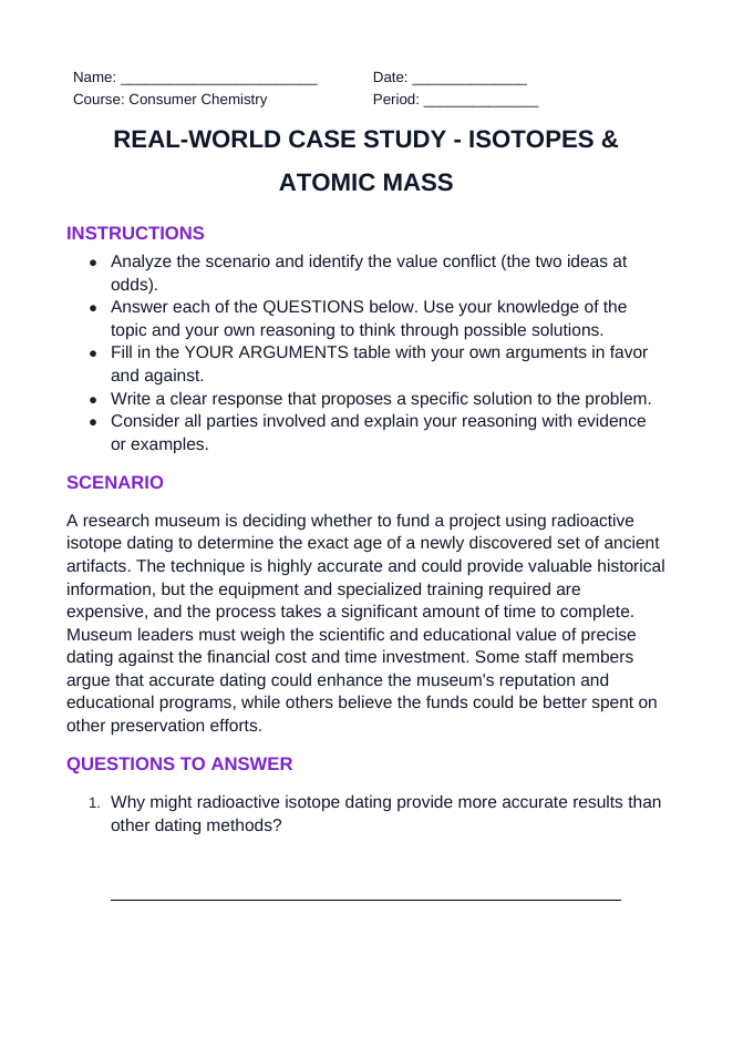 Isotopes & Atomic Mass Real-World Case Study sample page