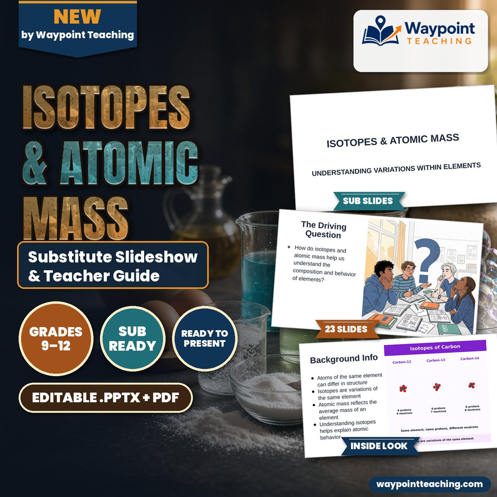 Isotopes & Atomic Mass Substitute Slideshow & Teacher Guide cover