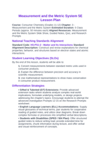 Measurement & the Metric System 5E Lesson Plan sample page