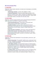 Measurement & the Metric System 5E Lesson Plan sample page