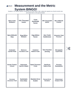 Measurement & the Metric System BINGO Review Game sample page