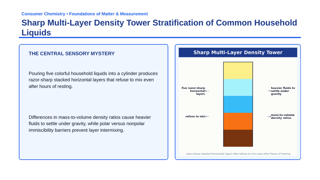 Measurement & the Metric System Phenomena-Based Lesson: Sharp Multi-Layer Density Tower Stratification of Common Household Liquids Presentation sample page