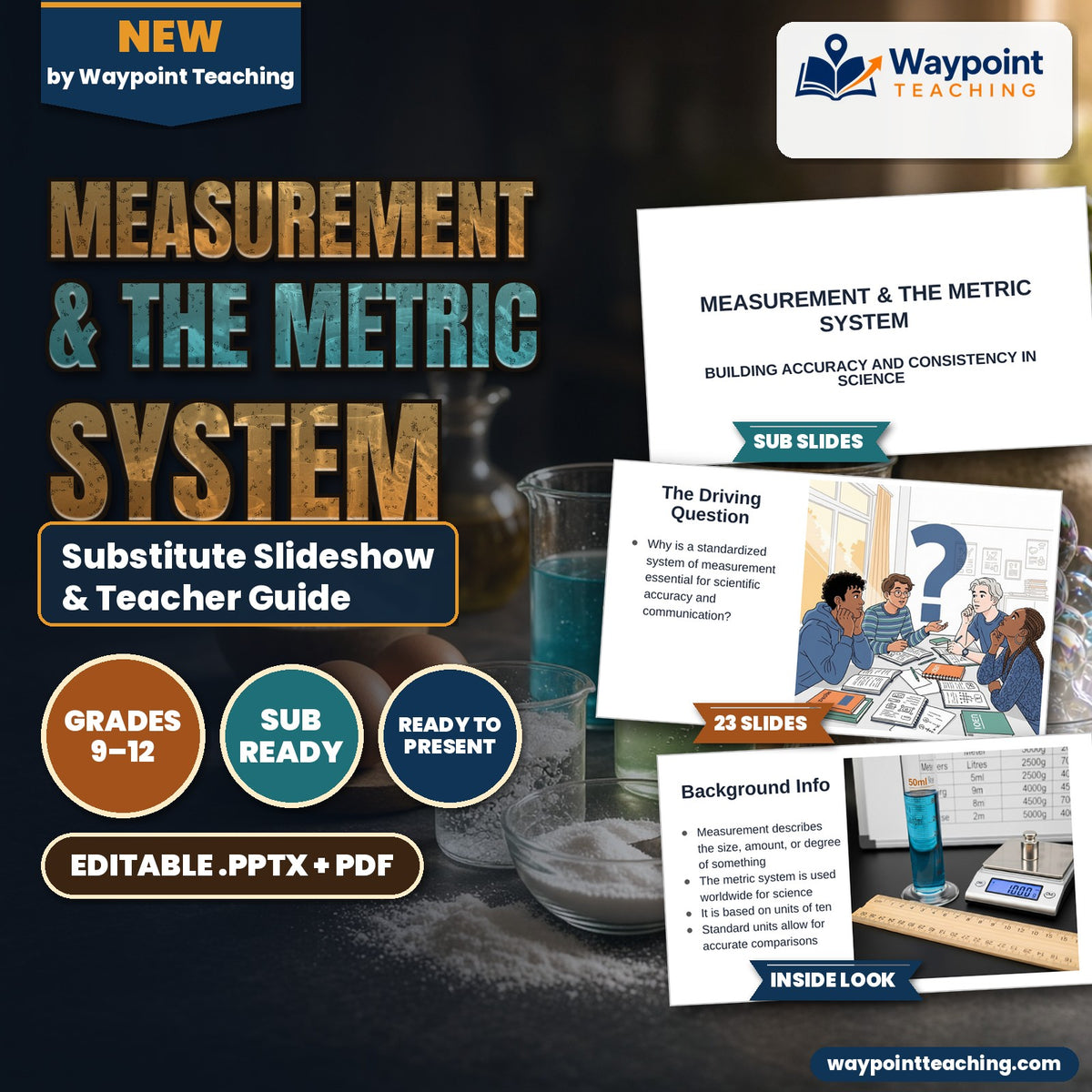 Measurement & the Metric System Substitute Slideshow & Teacher Guide cover
