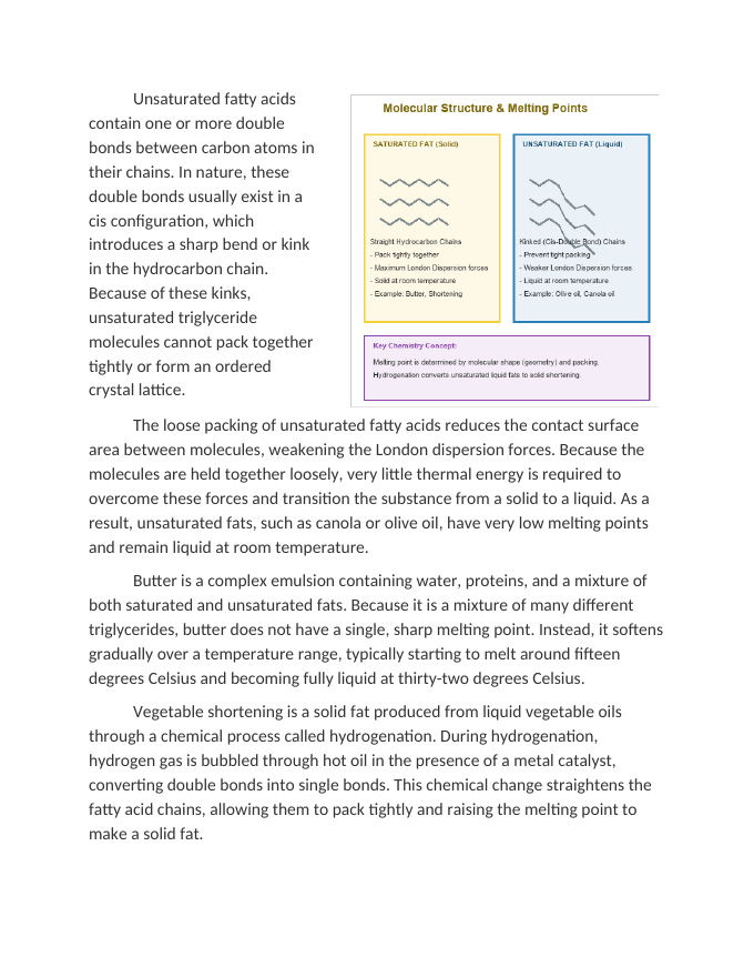 Melting Points of Cooking Fats: Butter, Shortening, and Oils Reading Worksheet sample page