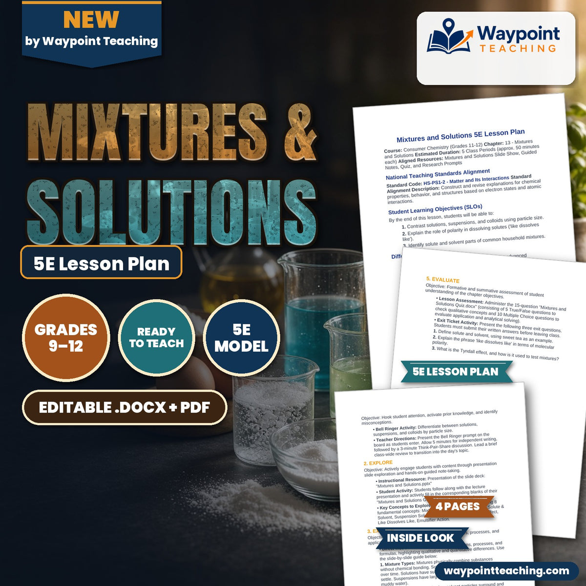 Mixtures & Solutions 5E Lesson Plan cover