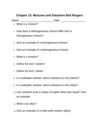 Mixtures & Solutions Bell Ringers & Exit Tickets sample page