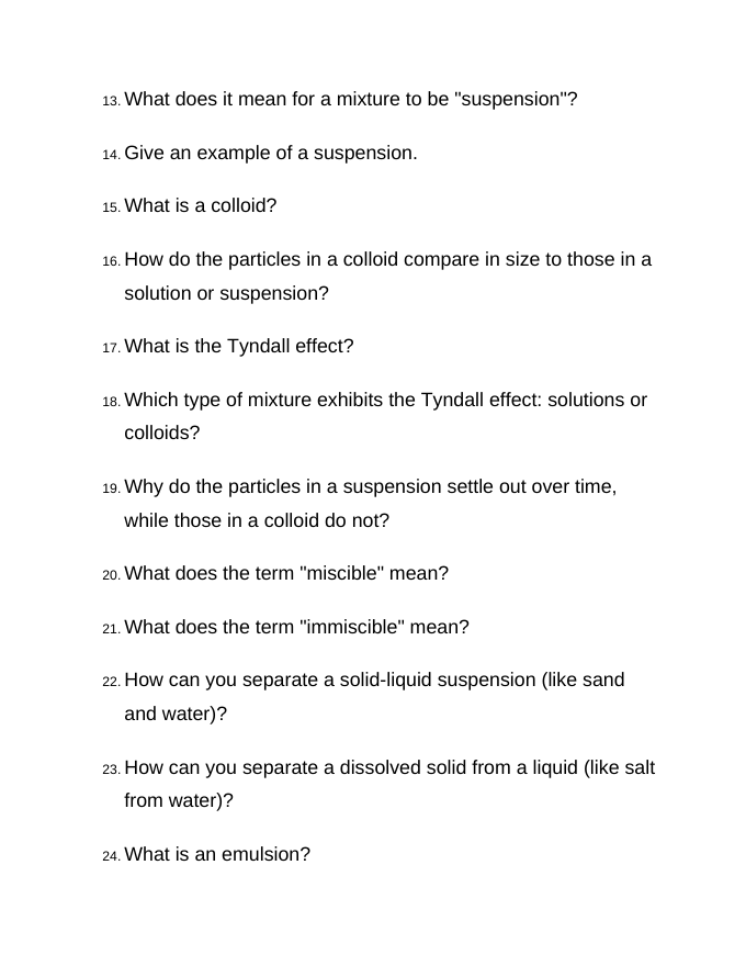 Mixtures & Solutions Bell Ringers & Exit Tickets sample page