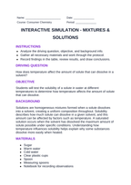 Mixtures & Solutions Interactive Simulation sample page