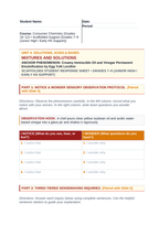 Mixtures & Solutions Scaffolded Phenomena-Based Lesson: Creamy Immiscible Oil and Vinegar Permanent Emulsification by Egg Yolk Lecithin Student Response Sheet sample page