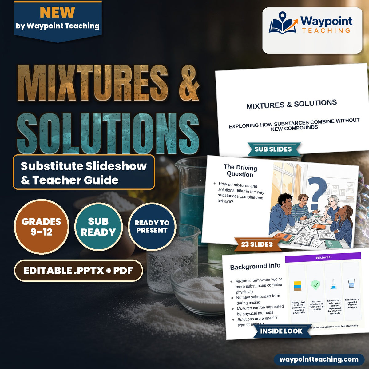 Mixtures & Solutions Substitute Slideshow & Teacher Guide cover