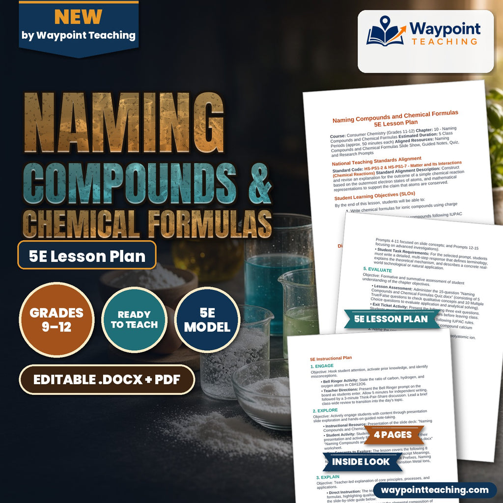 Naming Compounds & Chemical Formulas 5E Lesson Plan cover
