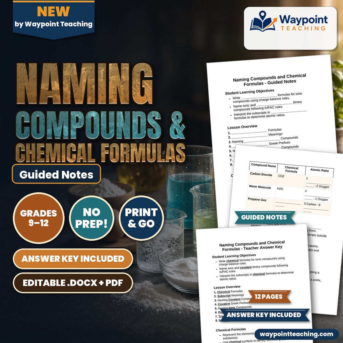 Naming Compounds & Chemical Formulas Guided Notes cover