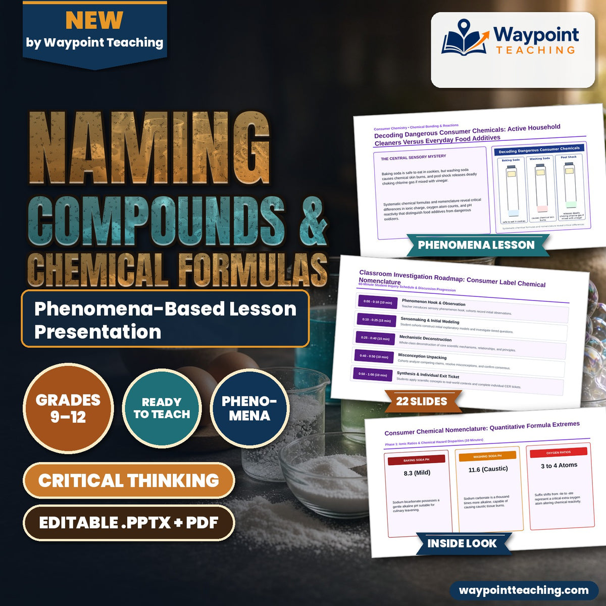 Naming Compounds & Chemical Formulas Phenomena-Based Lesson: Decoding Dangerous Consumer Chemicals: Active Household Cleaners Versus Everyday Food Additives Presentation cover