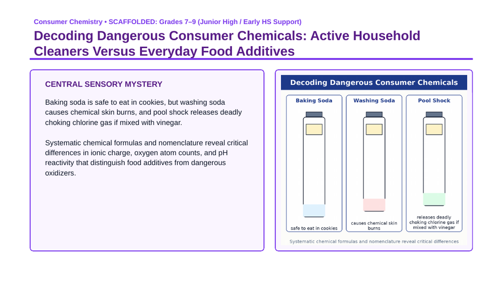 Naming Compounds & Chemical Formulas Scaffolded Phenomena-Based Lesson: Decoding Dangerous Consumer Chemicals: Active Household Cleaners Versus Everyday Food Additives Presentation sample page