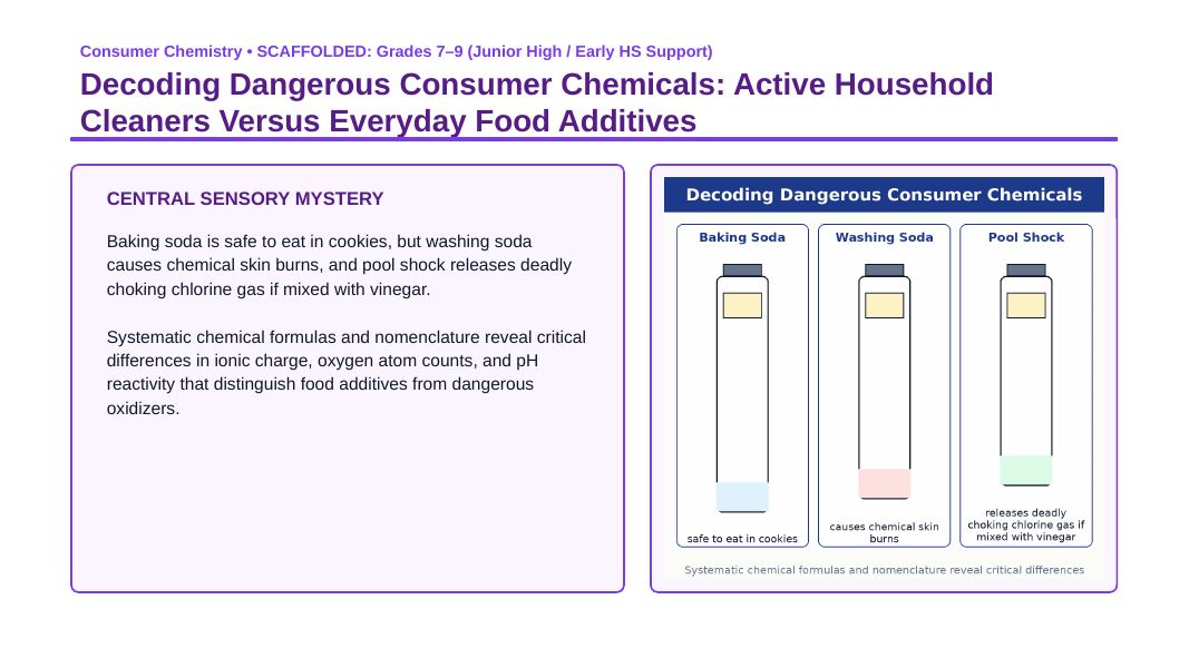 Naming Compounds & Chemical Formulas Scaffolded Phenomena-Based Lesson: Decoding Dangerous Consumer Chemicals: Active Household Cleaners Versus Everyday Food Additives Presentation sample page