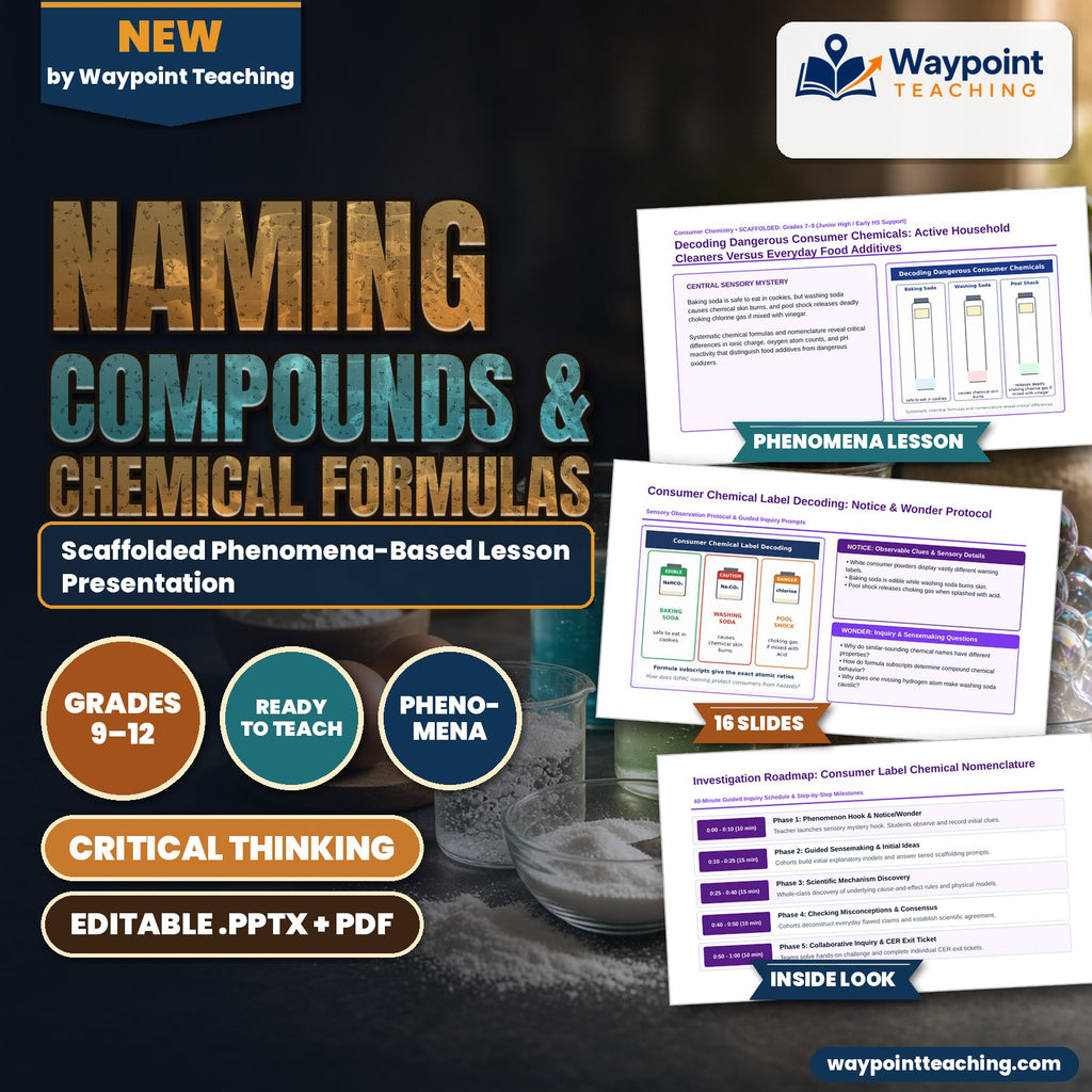 Naming Compounds & Chemical Formulas Scaffolded Phenomena-Based Lesson: Decoding Dangerous Consumer Chemicals: Active Household Cleaners Versus Everyday Food Additives Presentation cover