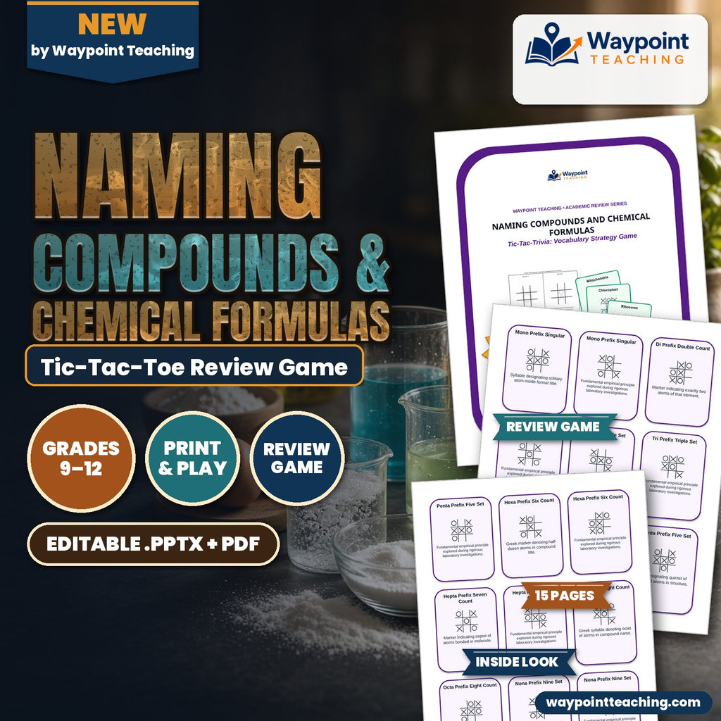 Naming Compounds & Chemical Formulas Tic-Tac-Toe Review Game cover