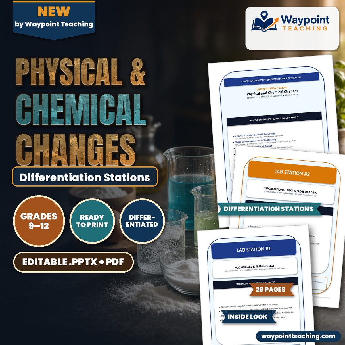 Physical & Chemical Changes Differentiation Stations cover