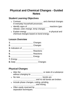 Physical & Chemical Changes Guided Notes sample page
