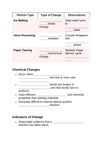 Physical & Chemical Changes Guided Notes sample page