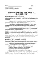 Physical & Chemical Changes Lesson Quiz sample page