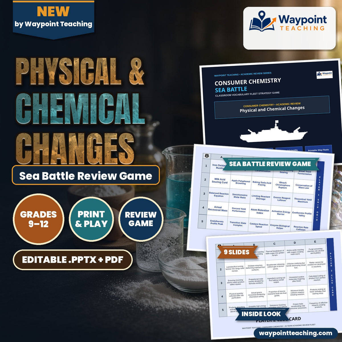 Physical & Chemical Changes Sea Battle Review Game cover