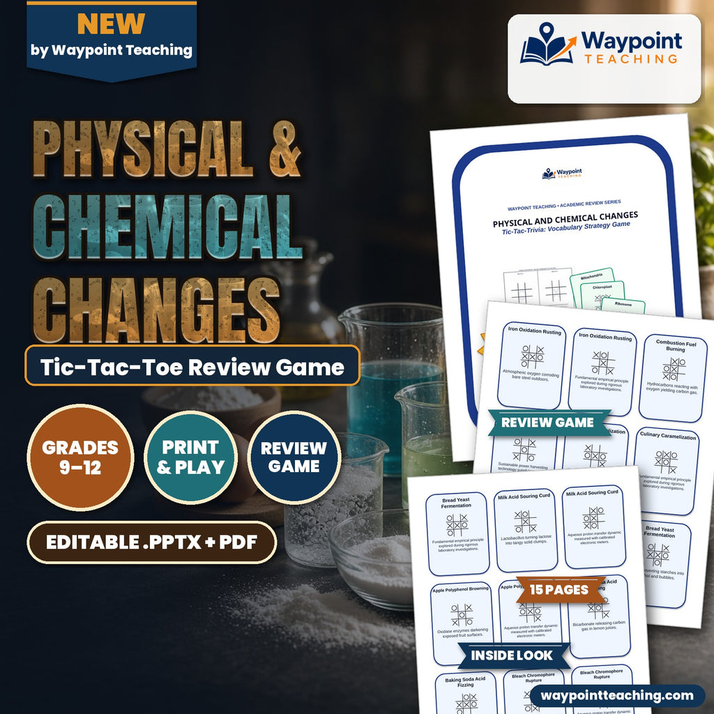 Physical & Chemical Changes Tic-Tac-Toe Review Game cover