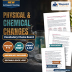 Physical & Chemical Changes Vocabulary Choice Board cover