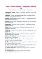 Physical & Chemical Changes Vocabulary Words & Definitions sample page