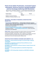 Point-of-Use Water Purification: Activated Carbon Adsorption, Reverse Osmosis Semipermeability, and Ion Exchange Softening CER Phenomena Worksheet sample page