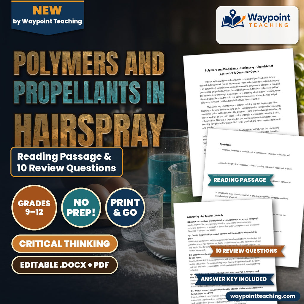 Polymers and Propellants in Hairspray Reading Worksheet cover