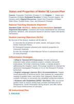States & Properties of Matter 5E Lesson Plan sample page