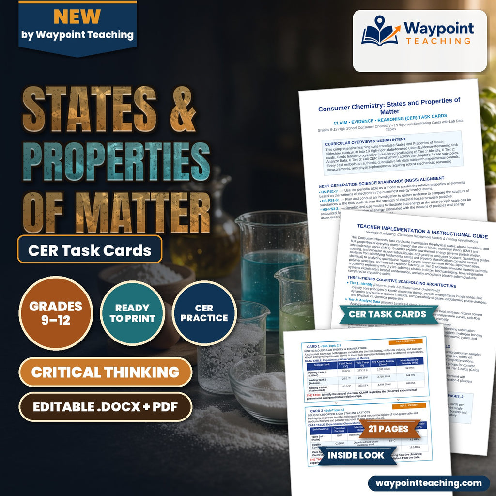 States & Properties of Matter CER Task Cards cover