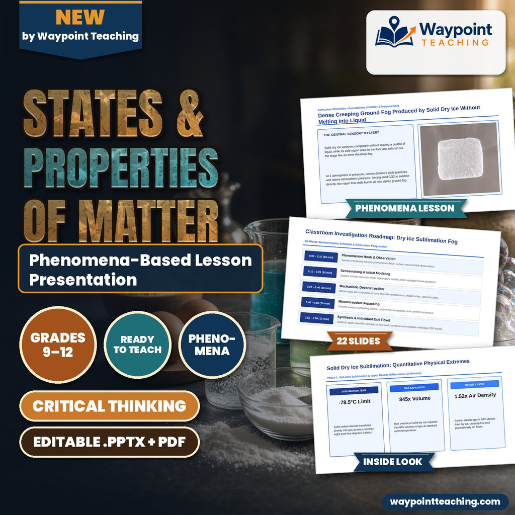 States & Properties of Matter Phenomena-Based Lesson: Dense Creeping Ground Fog Produced by Solid Dry Ice Without Melting into Liquid Presentation cover