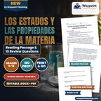 States & Properties of Matter Spanish Reading Passage & Comprehension Questions cover